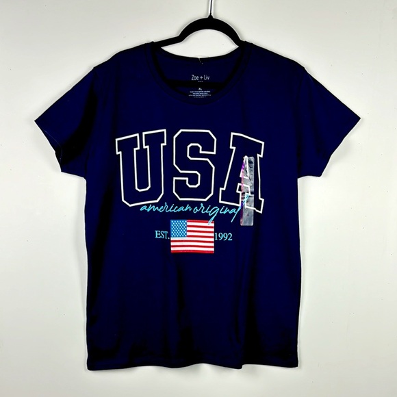 USA AMERICAN ORIGINAL EST 1992 T SHIRT NWT SZ XL RED WHITE BLUE 100% Cotton - Picture 1 of 5